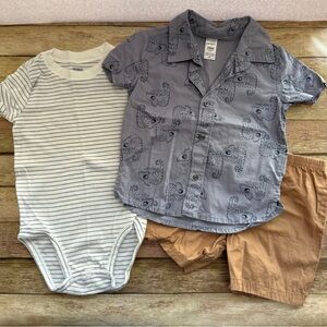 Carter's Lavender and Tan Button Down Shirt Set